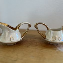 Mother Of Pearl China Creamer, And Sugar Set