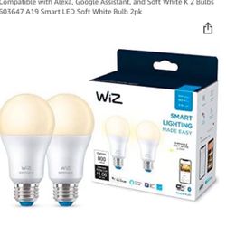 2 Boxes WiZ Wifi Connected 2-Pack A19 Dimmable Soft White Bulbs, Compatible with Alexa, Google Assistant