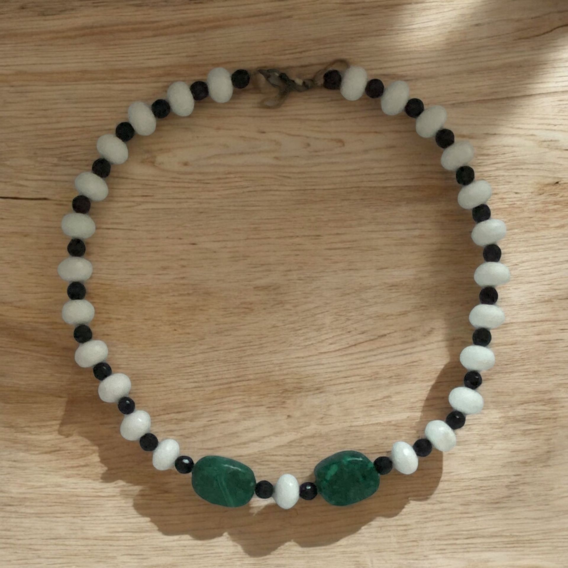 One Of A Kind Hand Made Statement Necklace White Jade, With