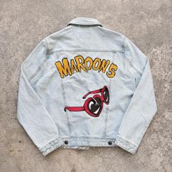 MAROON 5 Embroidered Light Wash Denim Jacket