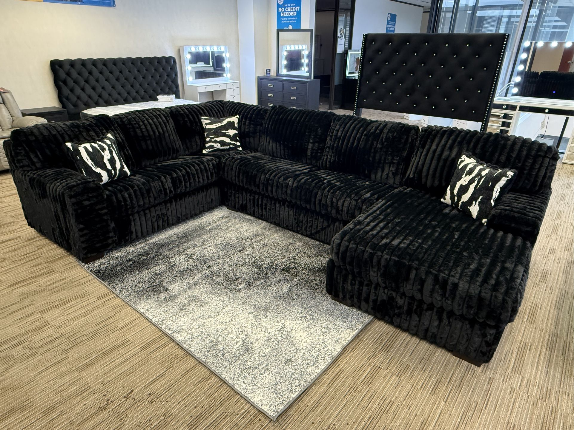 New Large Black Sectional -