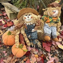 Fall Items Lot Scarecrow Hay bale Corn
