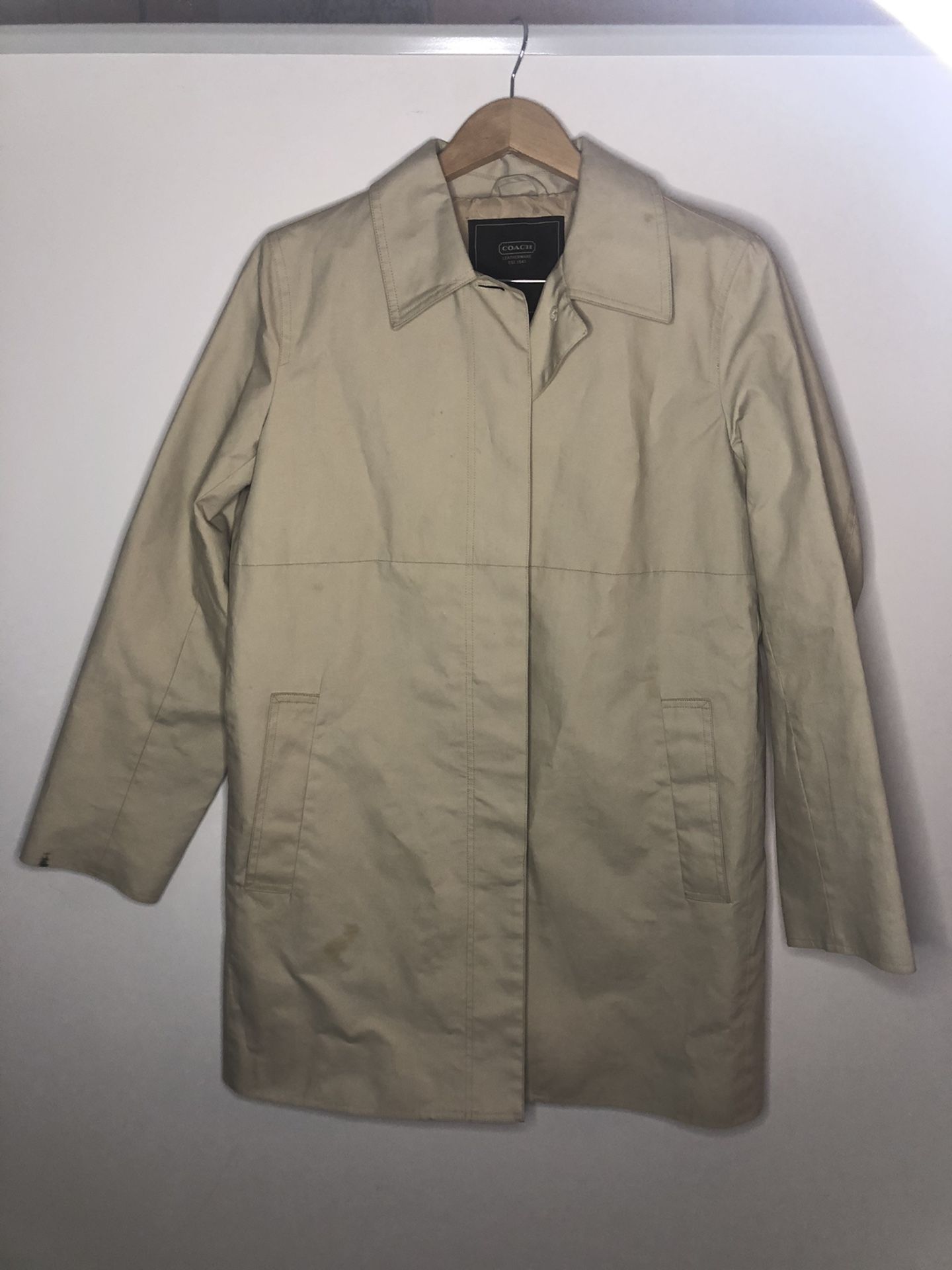 Coach Trench Raincoat Brown Beige CC Lacquered Lining Women’s L