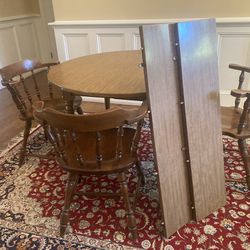 Wood/laminate Antique Dining Table With Three Chairs
