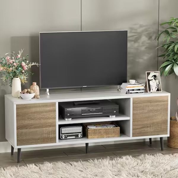 58 in. Modern Simplicity TV Stand Scandi White Media Console Fits TV's up to 65 in. brand new in box $99