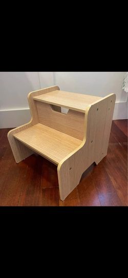 Wooden Two-Step Stool for Kids