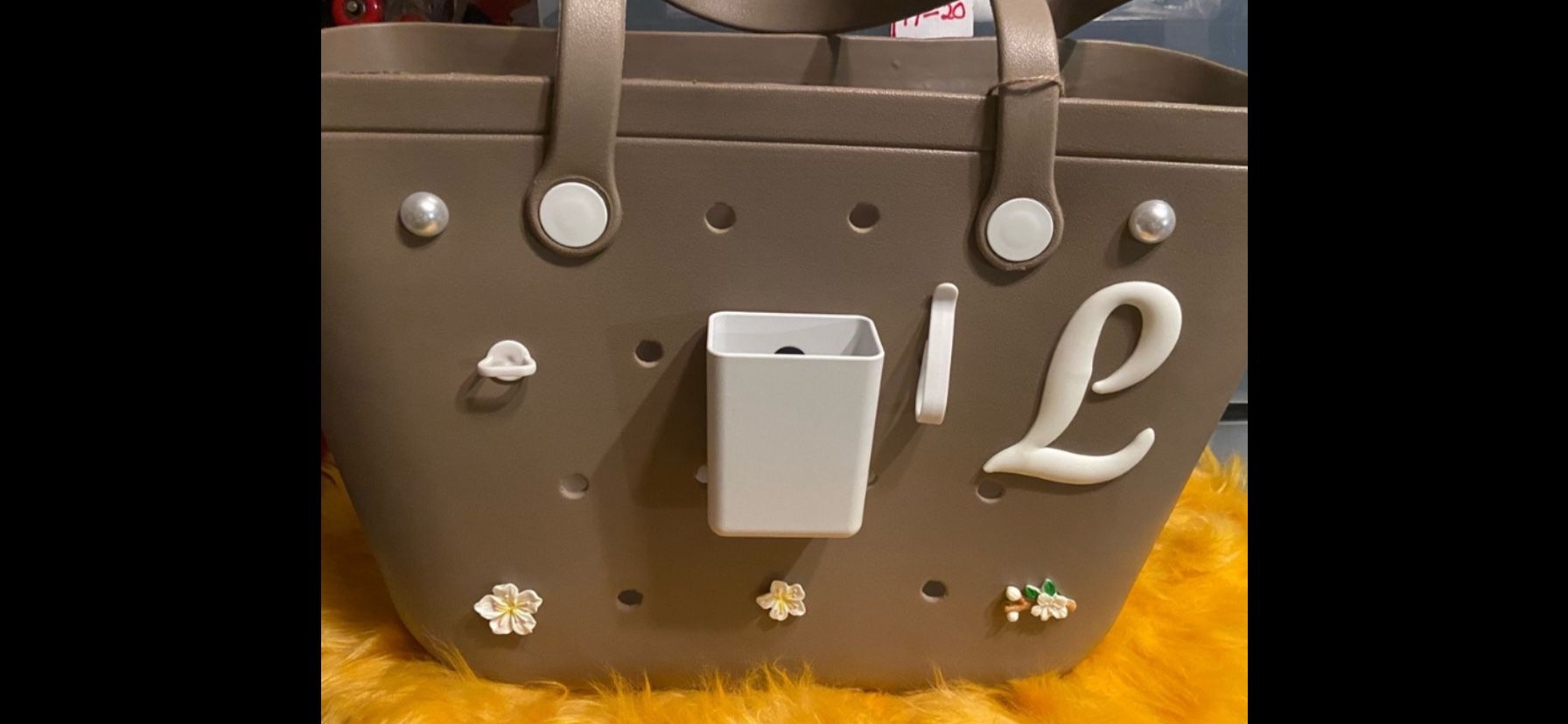 Brand new brown with white lettering beach bag