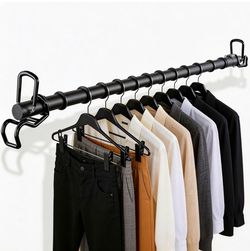 Adjustable Car Clothes Hanger Bar, 34"-56" Heavy Duty Stainless Steel Vehicle Clothing Rack with Anti-Slip Rings & Scratch-Proof Hooks Universal Fit f