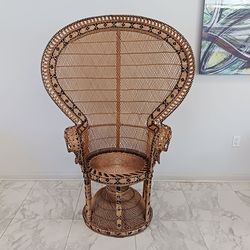 Vintage Large Boho Peacock Chair 62” Tall