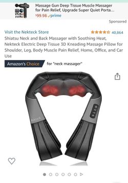 Shiatsu Neck and Back Massager with Soothing Heat, Nekteck Electric Deep Tissue 3D Kneading Massage Pillow for Shoulder, Leg, Body Muscle Pain Relief,
