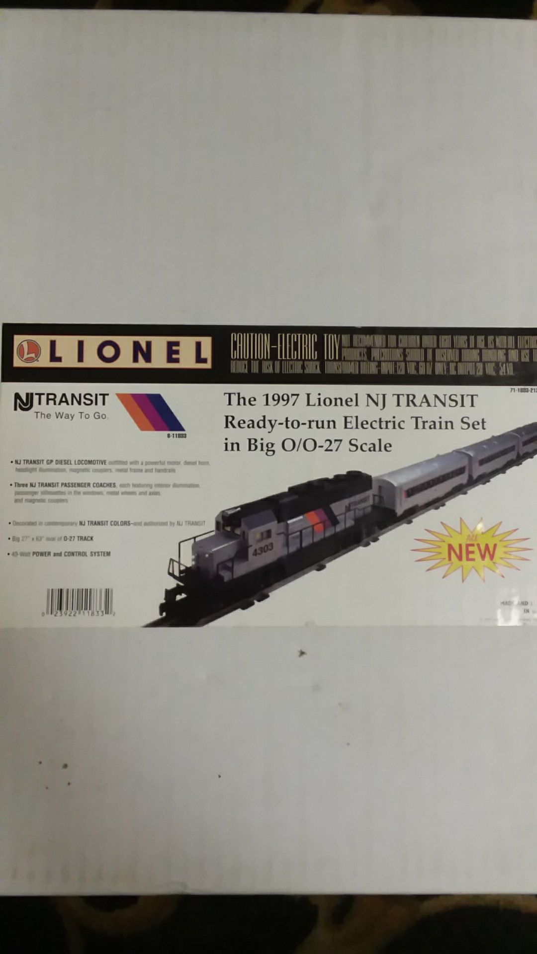 1997 Lionel NJ Transit 6-11833 electric train set o/o-27 scale