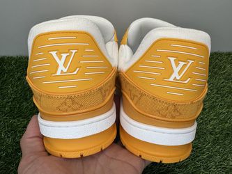 Louis Vuitton Trainer Yellow Monogram Denim White - Mens, Size 9.5