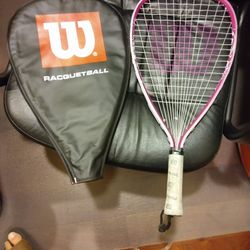 WILSON Tennis Racket with 4 3/4"  Leather Grips and Cover