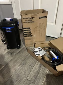 AMOSIJOY 225GPH Ultra-Quiet Canister Filter, 2-Stage External Aquarium Filter...