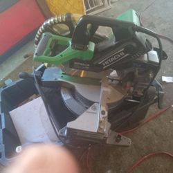 Compound miter saw.
 Hatachi.