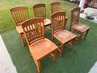 Set of 6 Solid Wood Dining Chairs
