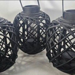 Three Black Rustic Candle Holder and Accents