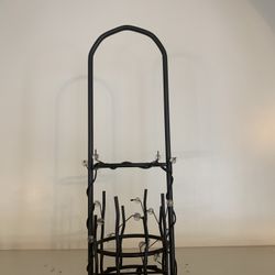 Elegant Black Metal Wine Bottle Holder with Crystal Bead Accents