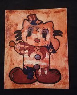 Hand drawn picture of Hello Kitty as Captain Spaulding by me☠️