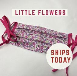 Handmade face mask tie back cotton pleated hearing aid friendly