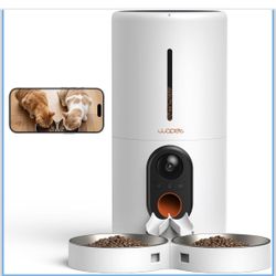 WOPET Automatic Cat Feeder with Camera for Two Cats, 6L Automatic Dog Feeder with HD Video and Night Vision, 5G/2.4G WiFi Pet Feeder for Cats & Dogs, 