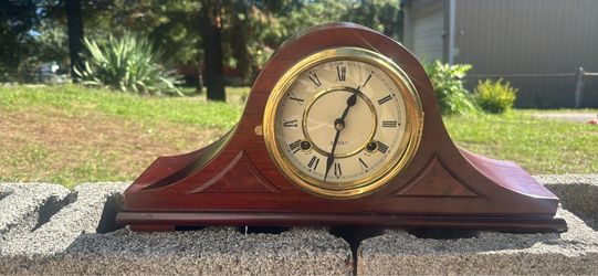 Vintage Wood Mantel Clock with Roman Numerals