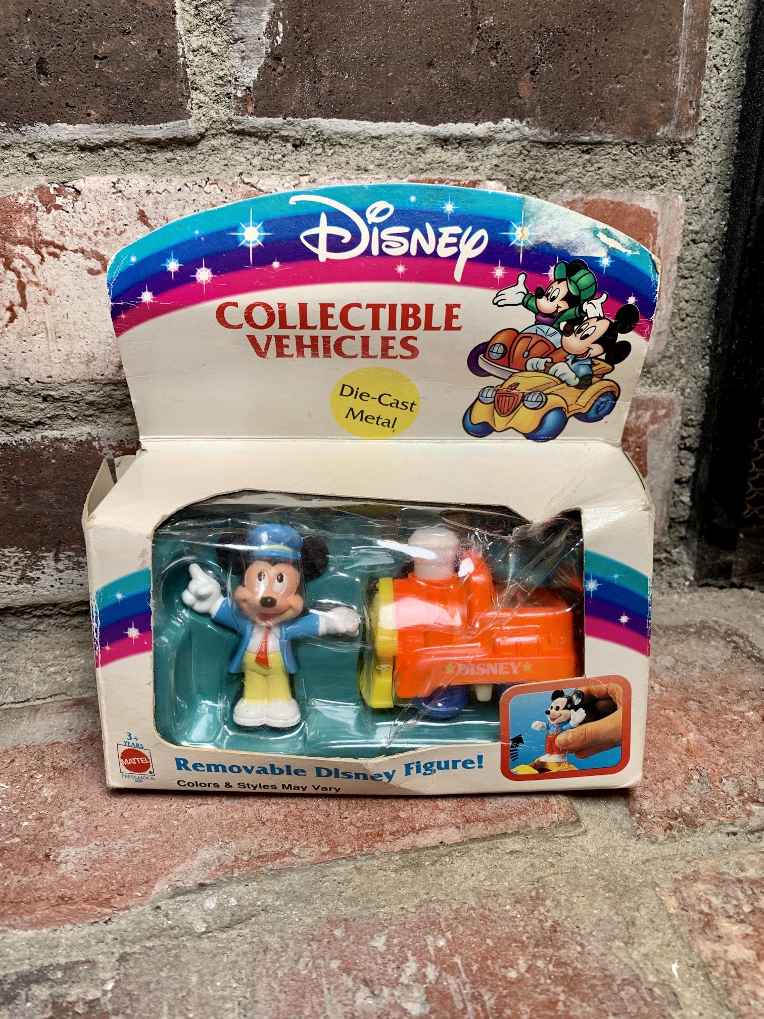 New Vintage Disney Collectible Mickey Mouse Figure Car Die Cast Metal Mattel 90s