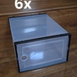 6 of X-Large Shoe Rack, Holder, Storage Boxes Organizers Plastic Stackable