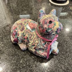 Vintage Porcelain Patchwork Cat By Joan Baker Designs