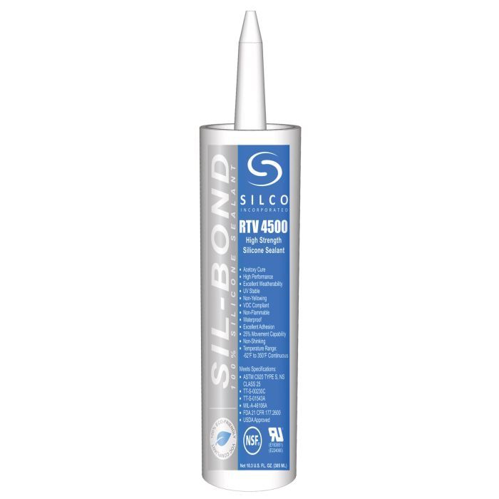 Silco RTV 4500 Silicone Sealant, -62F To 350F, White 1 10.3 Cartridge