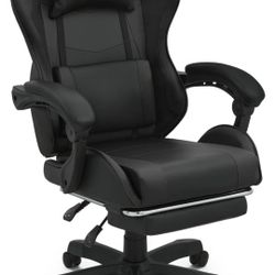 Gaming Chair with Footrest High Back Video Game Chair with Headrest & Lumbar Support Height Adjustable Leather Swivel Computer Chair for Adult Teen Of