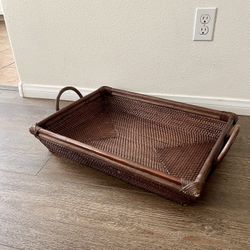 Handwoven Rattan Rectangle Serving Tray 16/22 Inches 