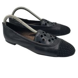 AGL ATTILIO GUISTI LEOMBRUNI Womens Black Leather Flats EU 39.5/US 9.5 M Shoes 