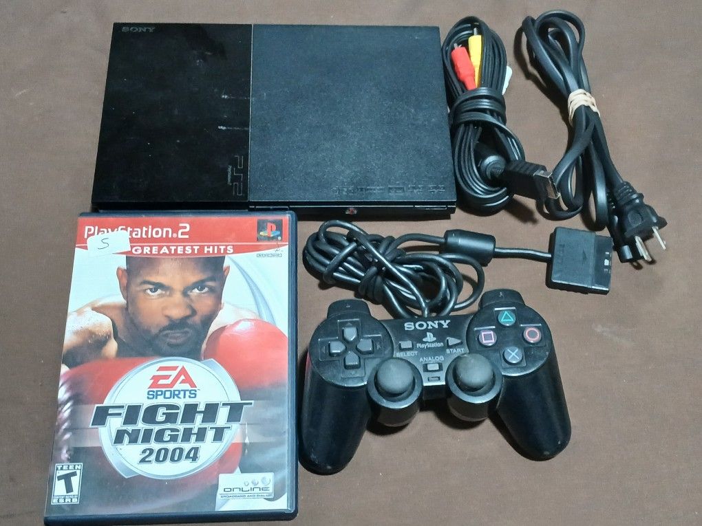 Playstation 2 PS2 Slim Console With Controller And Game.  Works 