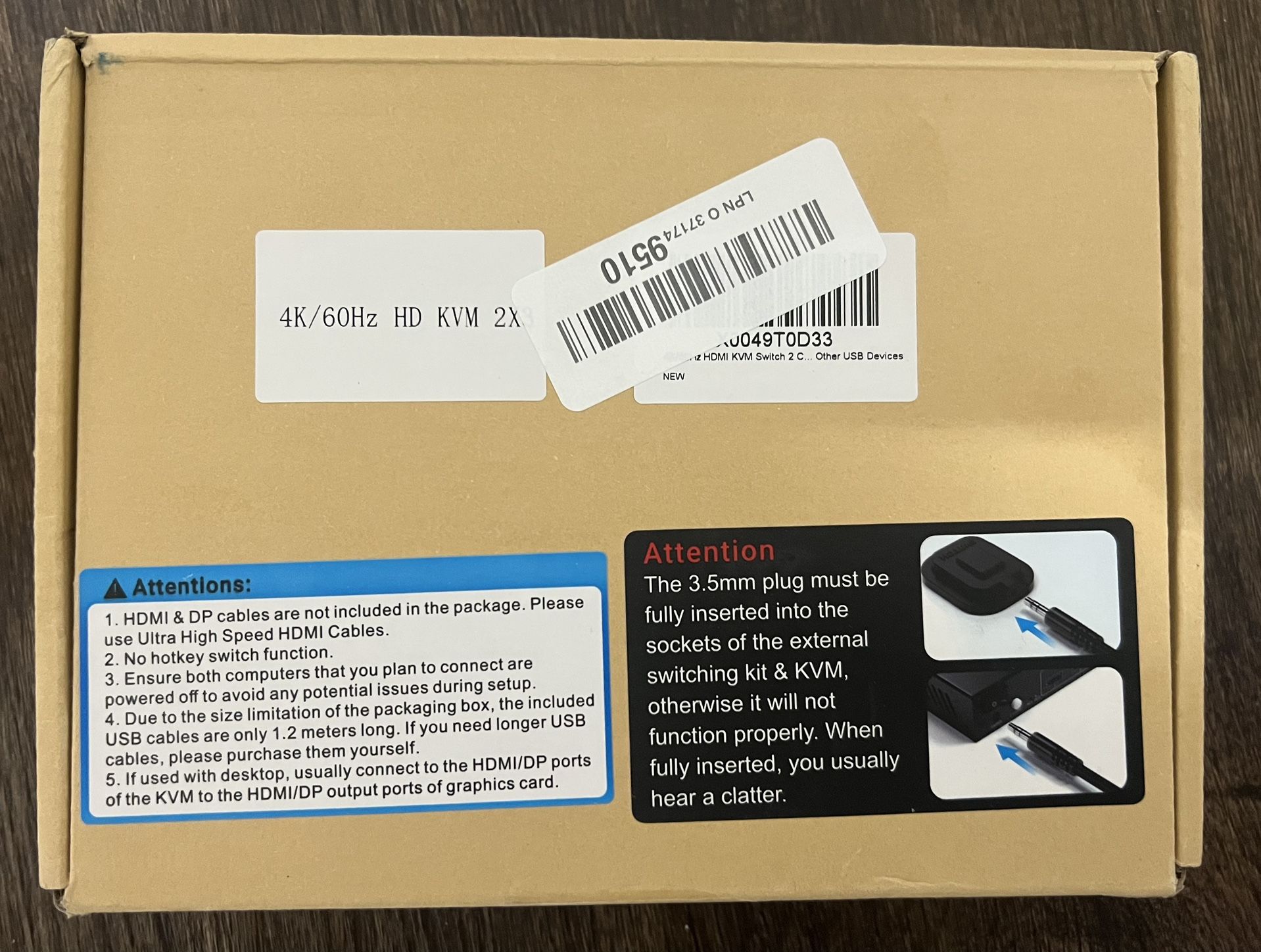 HDMI KVM Switch 2 Computers 3 Monitors - 4K/60Hz