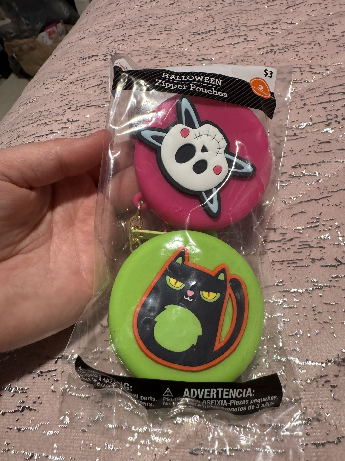 2 Pack Of Halloween Zipper Packs Black Car Skull 