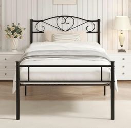 “Set of 2” Black Metal Twin bed frame