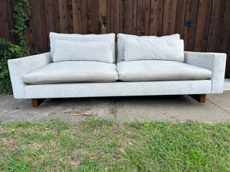 West Elm Frost Gray Distressed Velvet Fabric 92” Deep Lounge Seats Sofa