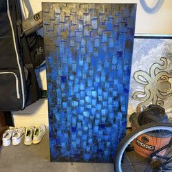 Large Blue Textured Artwork