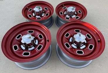 Chevy 6 Hole Rally Wheels Staggered Rims 15x8 & 14x6