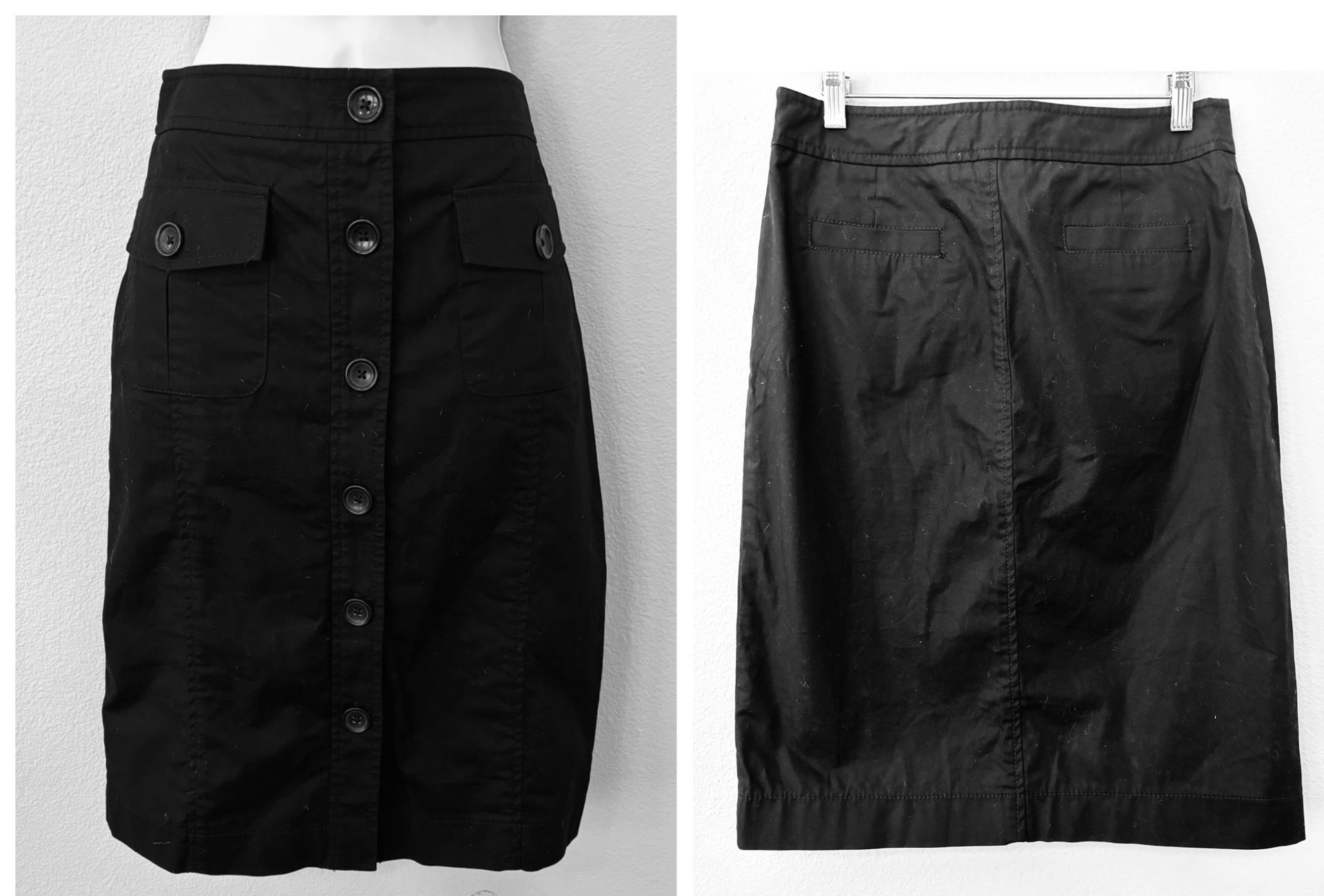 womens Banana Republic black button down knee length skirt - size 4