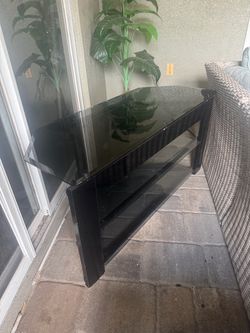 Black glass TV stand Media Console