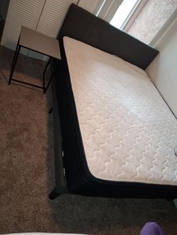 Queen Bed Frame with Mattress & Side table