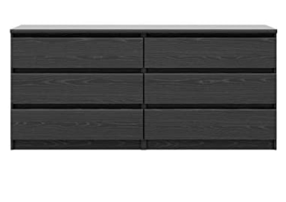 Tvilum Scottsdale 6 Drawer Dresser Black Wood Grain