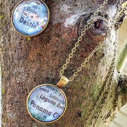 Coates Creative Arts handmade necklace. Handmade With Vintage Maps right here in Jacksonville Florida 