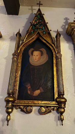Antique  Painting of Mary Queen of Scots in Gothic Gold Frame