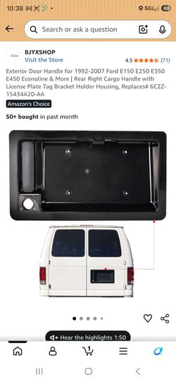 New exterior door handle for 92-07 E150 E 250 E350 with license plate tag bracket holder