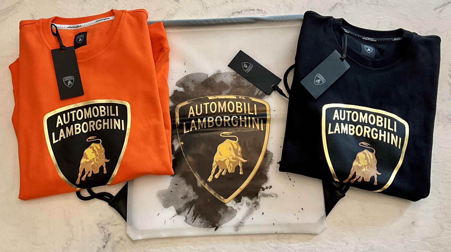2 New Automobili Lamborghini Sweatshirts Sz Small + Bag
