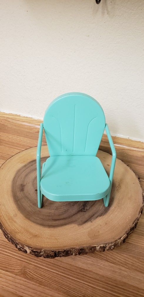 Miniature vintage metal shell chair