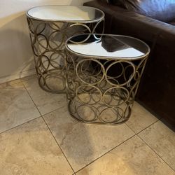 Golden / Mirror Metal Modern Side Tables $40